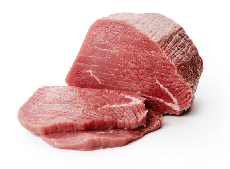 Raw fillet steaks on white background